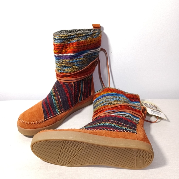 Toms Shoes Toms Nepal Boots In Cognac Suede Mixed Textile Size 75
